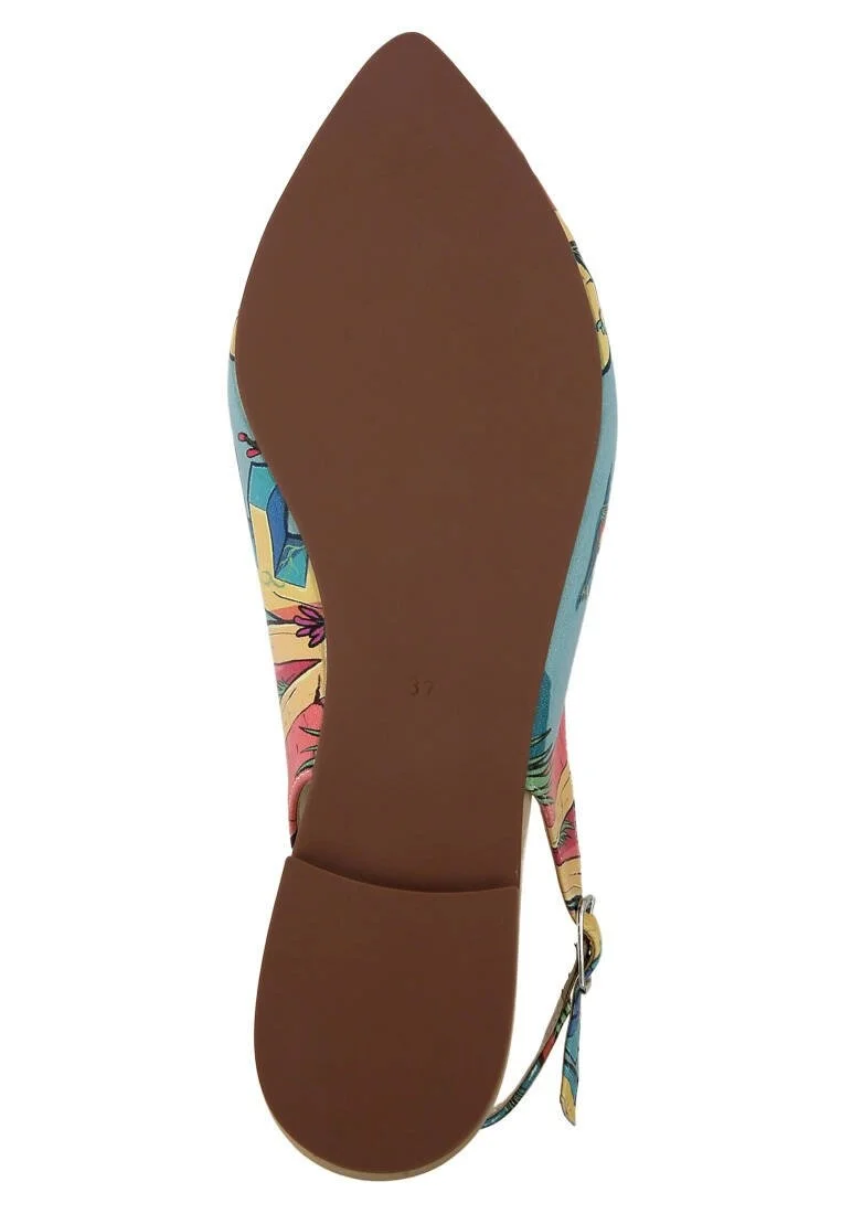 Femme Cuir Vegan Turquoise Chaussures Plates - Love Motif