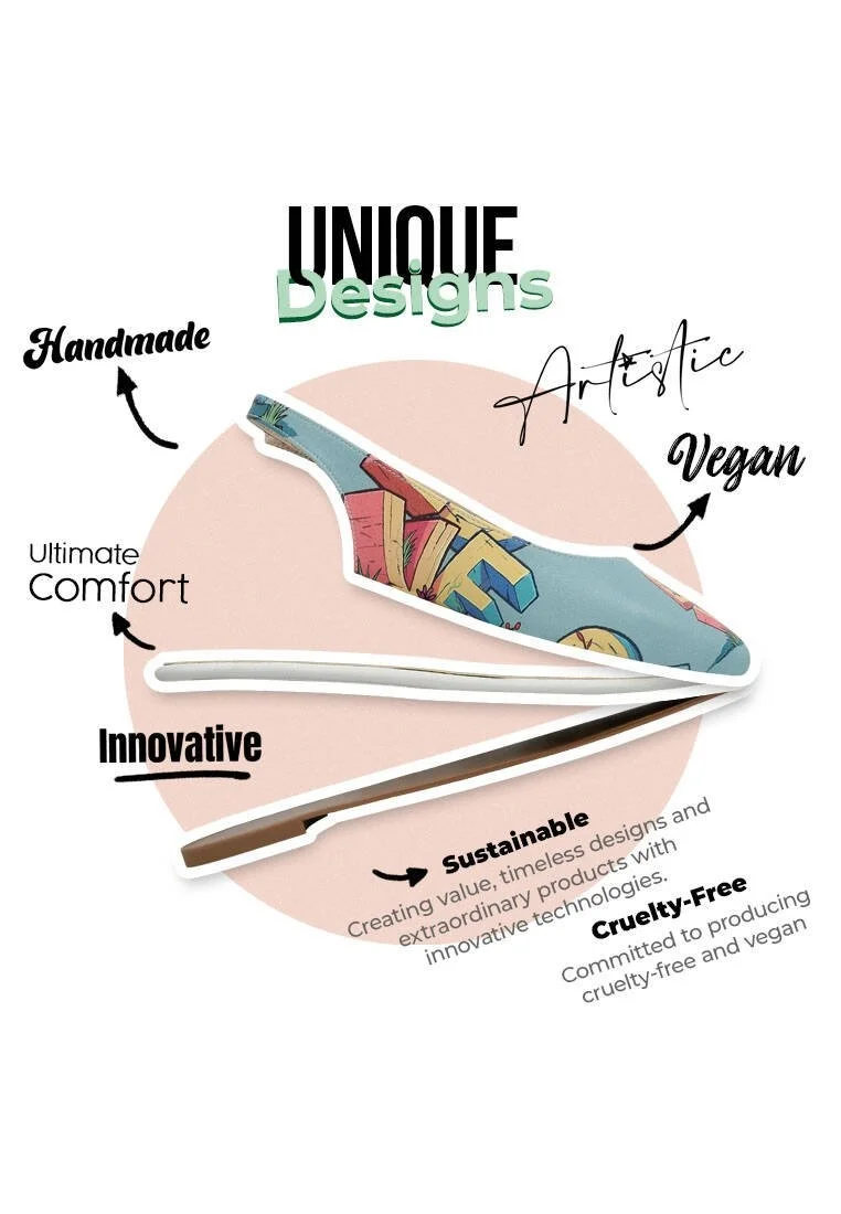 Femme Cuir Vegan Turquoise Chaussures Plates - Love Motif