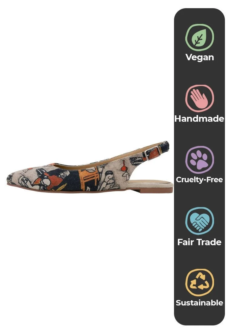 Femme Cuir Vegan Multicolore Chaussures Plates - Supper Motif