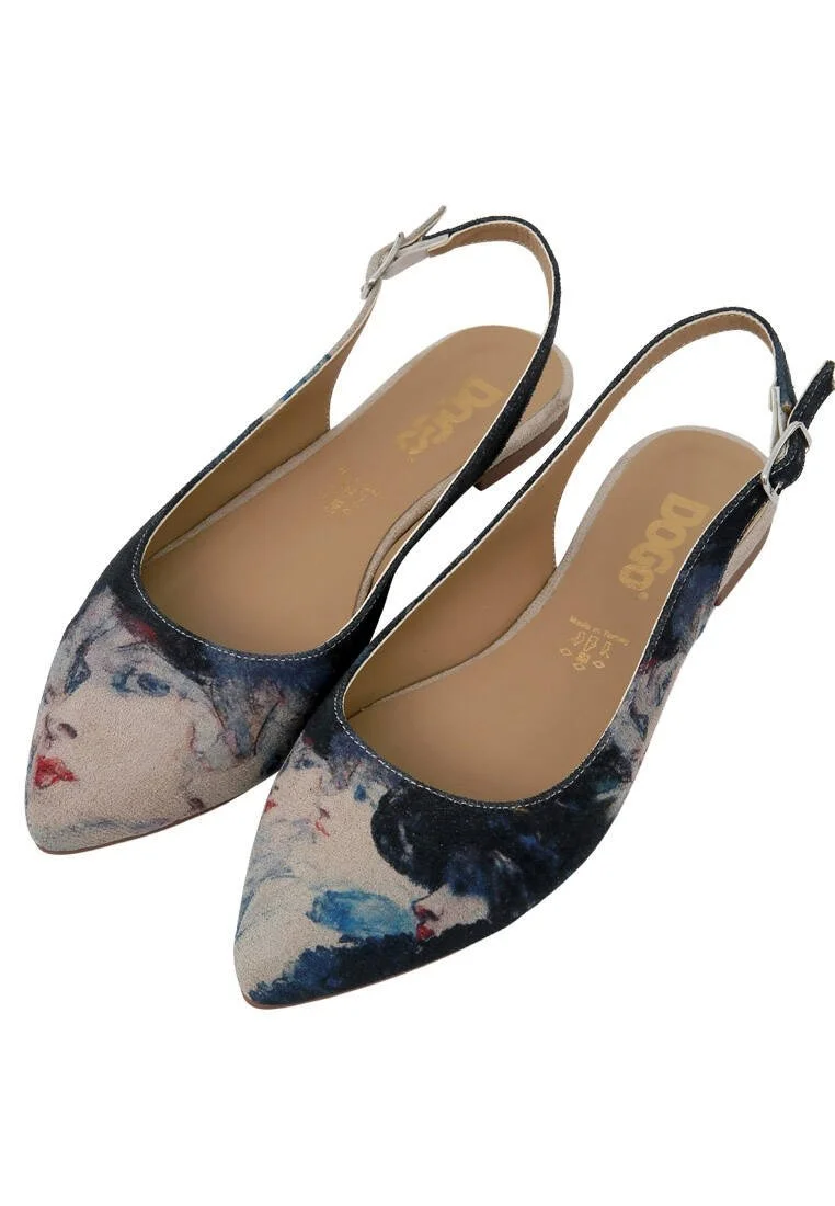 Femme Cuir Vegan Multicolore Chaussures Plates - Ladies Motif