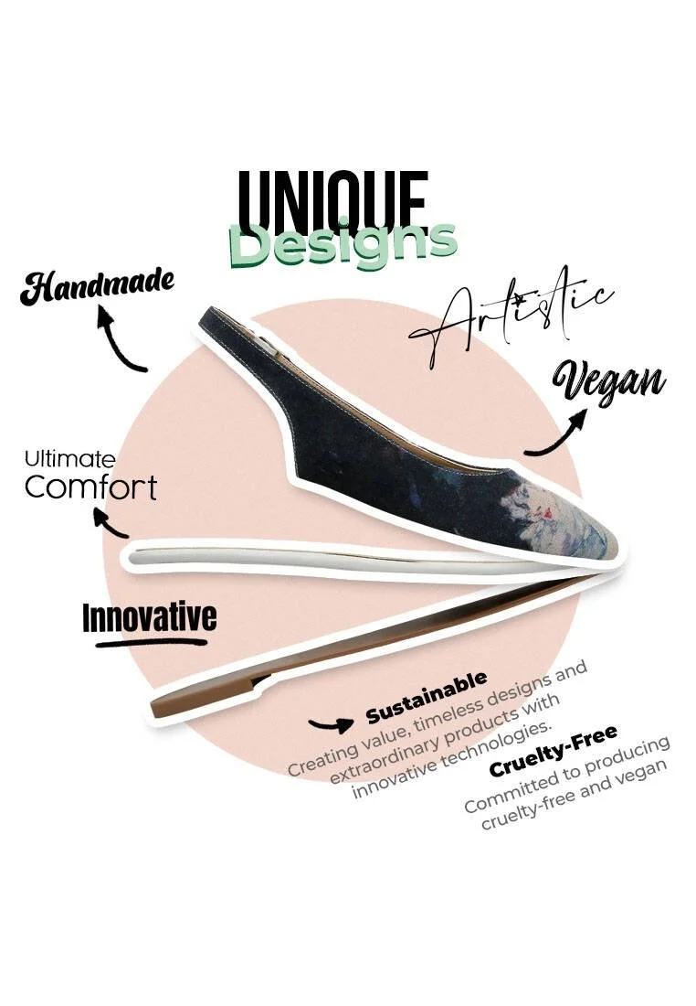 Femme Cuir Vegan Multicolore Chaussures Plates - Ladies Motif