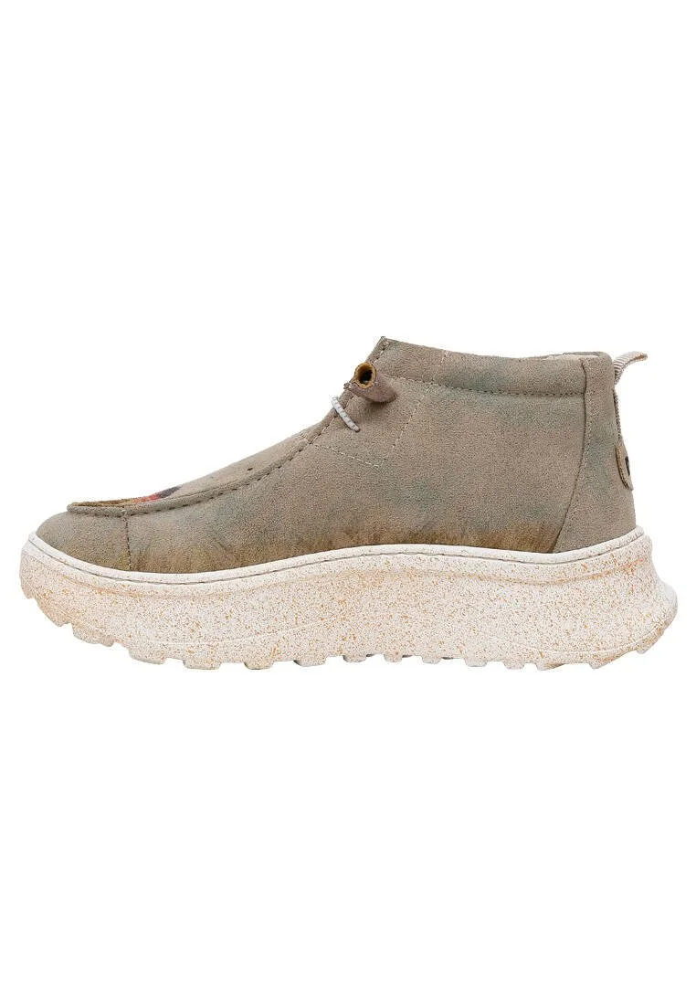 Femme Cuir Vegan Cream Bottes - The Escape of the Spirits Motif