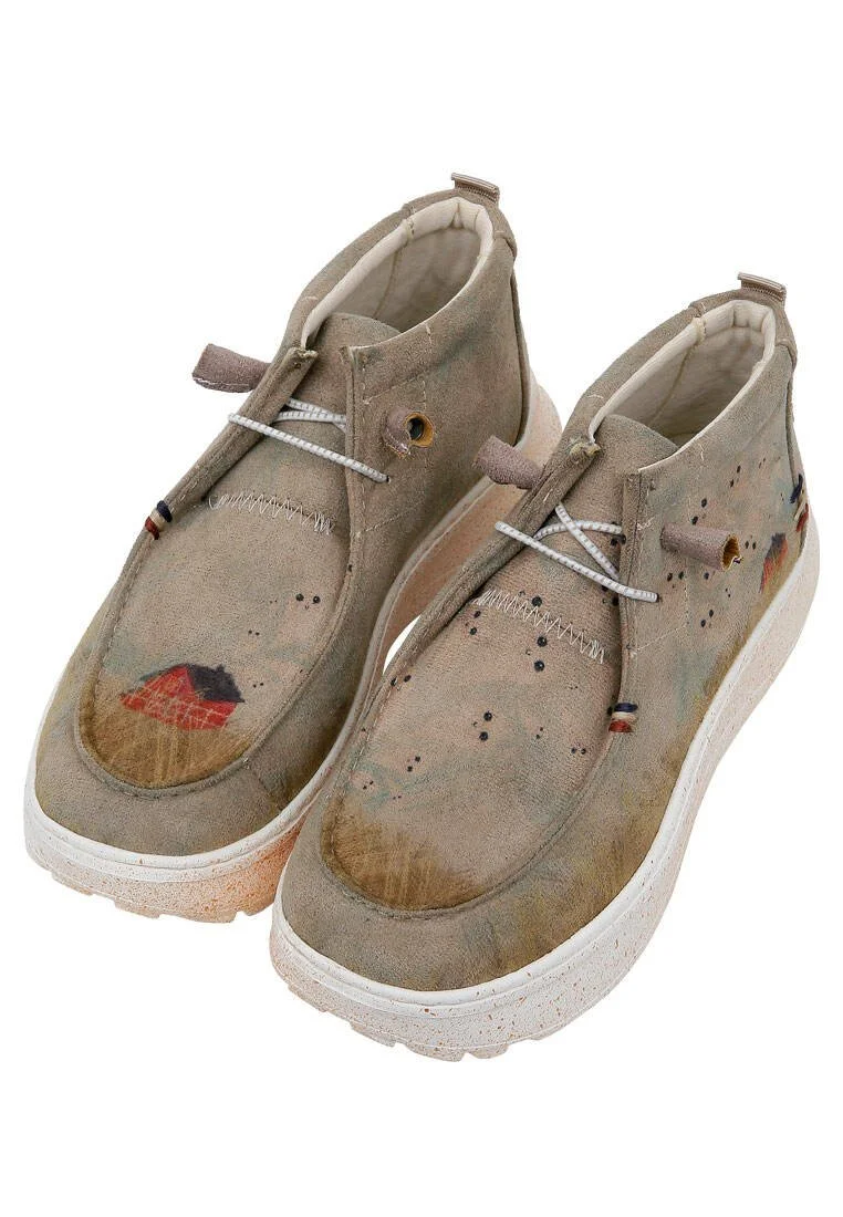 Femme Cuir Vegan Cream Bottes - The Escape of the Spirits Motif