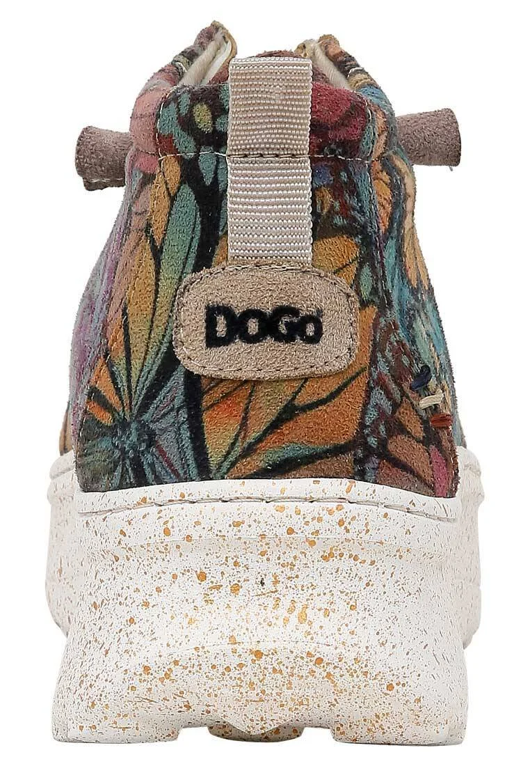 Femme Cuir Vegan Cream Bottes - Moths and Butterflies Motif
