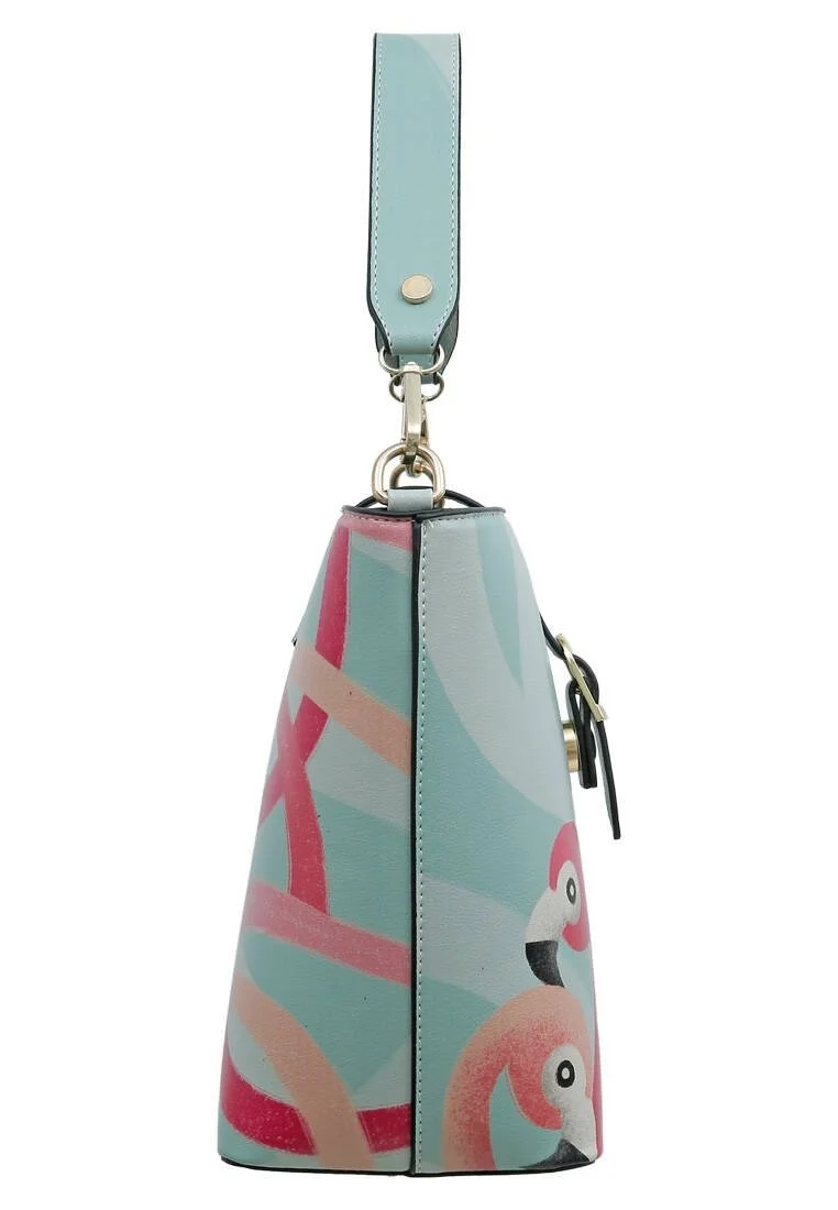 Femme Cuir Vegan Crème Sac à Main - Pink Paradise Motif