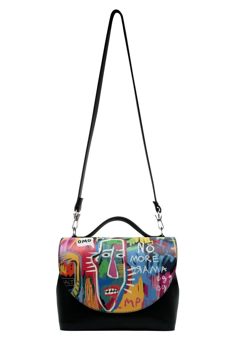 Femme Cuir Vegan Crème Sac à Main - No More Drama Motif