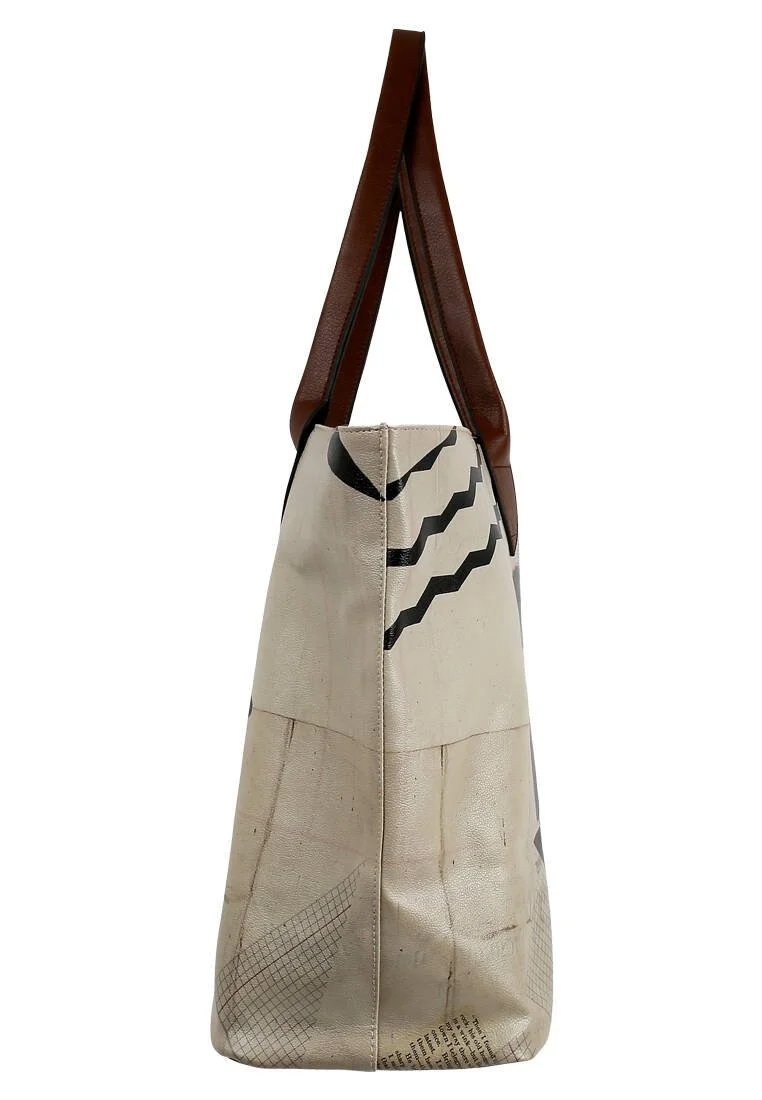 Femme Cuir Vegan Crème Sac d'épaule - Awesome Motif