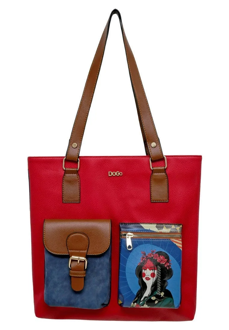 Femme Cuir Vegan Crème Sac d'épaule - Bring Your Colours to Life Motif