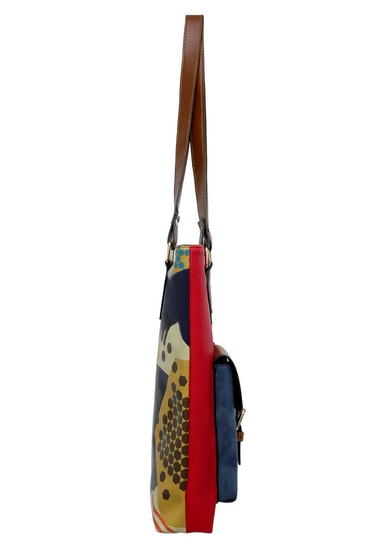 Femme Cuir Vegan Crème Sac d'épaule - Bring Your Colours to Life Motif
