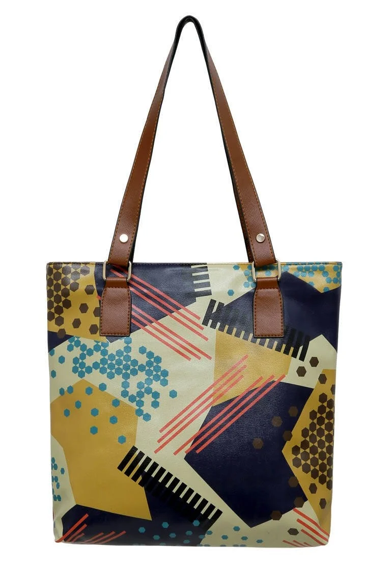 Femme Cuir Vegan Crème Sac d'épaule - Bring Your Colours to Life Motif