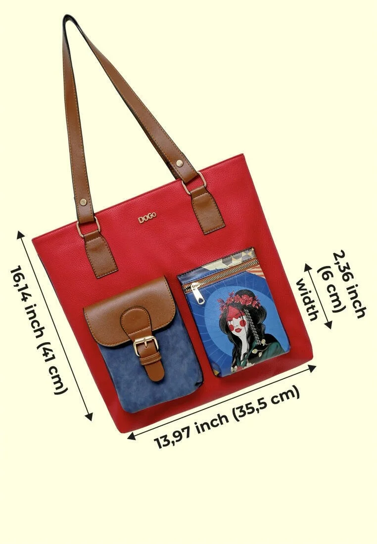 Femme Cuir Vegan Crème Sac d'épaule - Bring Your Colours to Life Motif