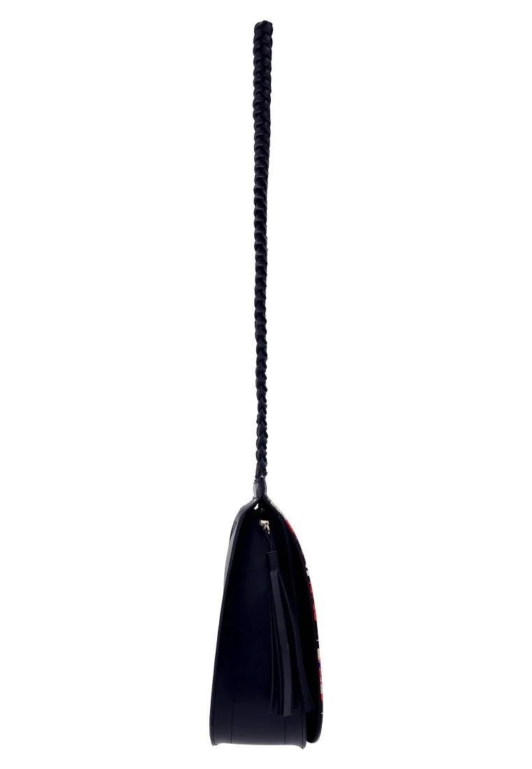 Femme Cuir Vegan Crème Sac d'épaule - Paperflower Motif