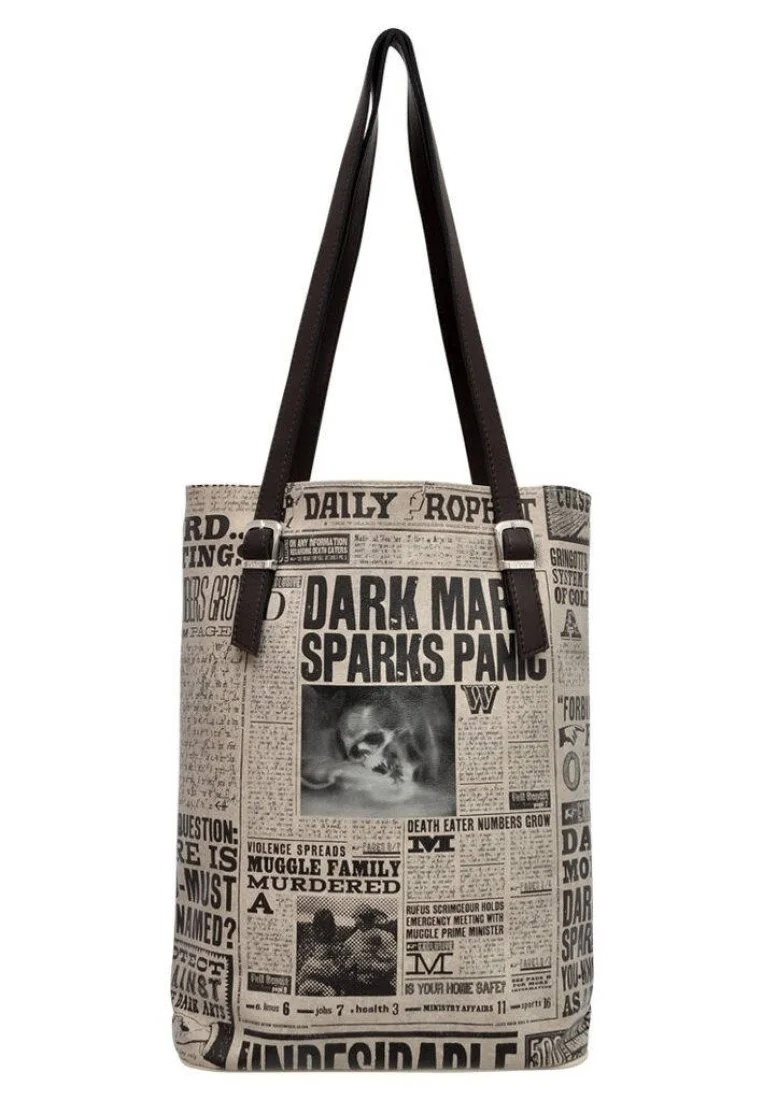 Femme Cuir Vegan Crème Sac d'épaule - Warner Bros Daily Prophet Harry Potter Motif