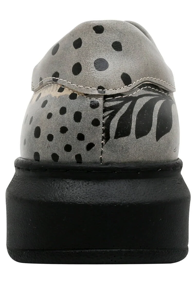 Femme Cuir Vegan Gris Baskets - Birds Chirping Motif