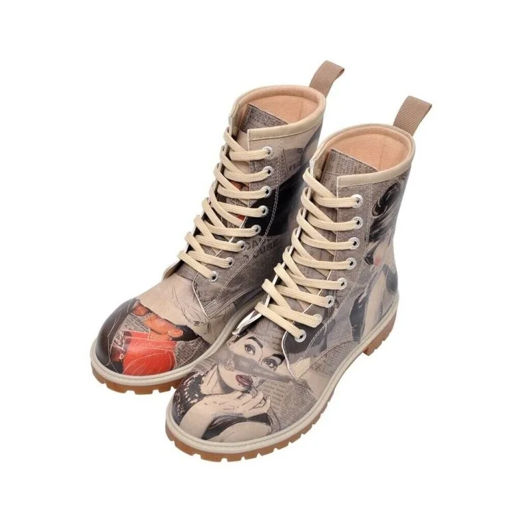 Femme Cuir Vegan Gris Bottes Longues - Go Back to Being Yourself Motif