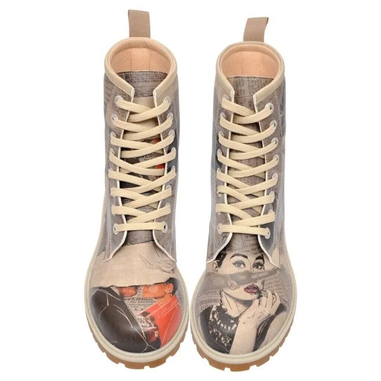 Femme Cuir Vegan Gris Bottes Longues - Go Back to Being Yourself Motif