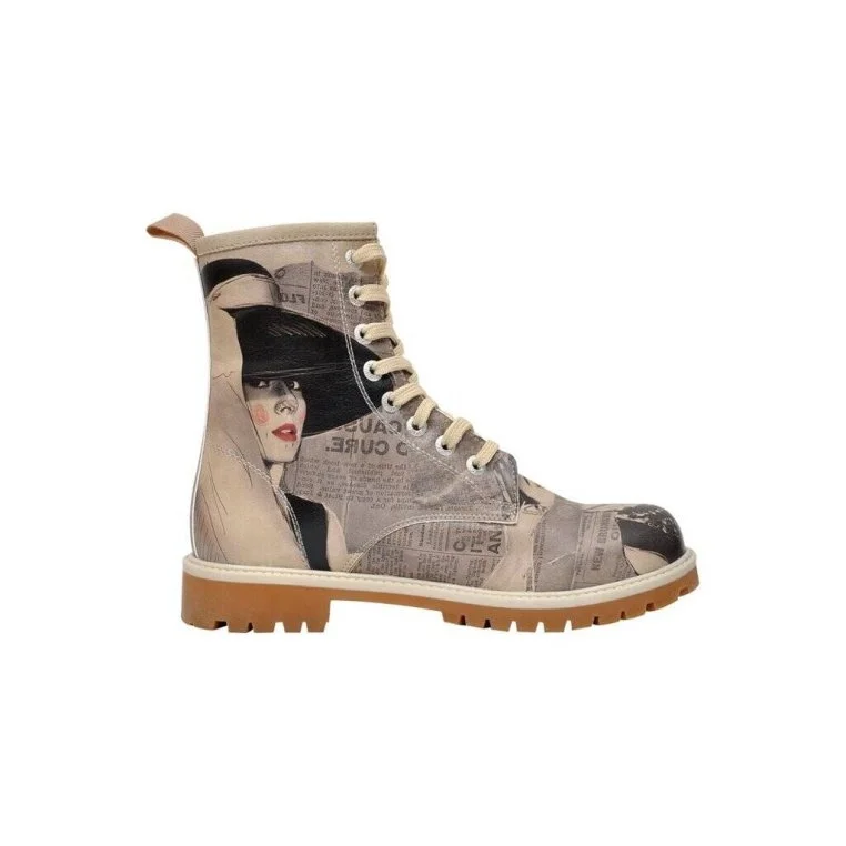 Femme Cuir Vegan Gris Bottes Longues - Go Back to Being Yourself Motif