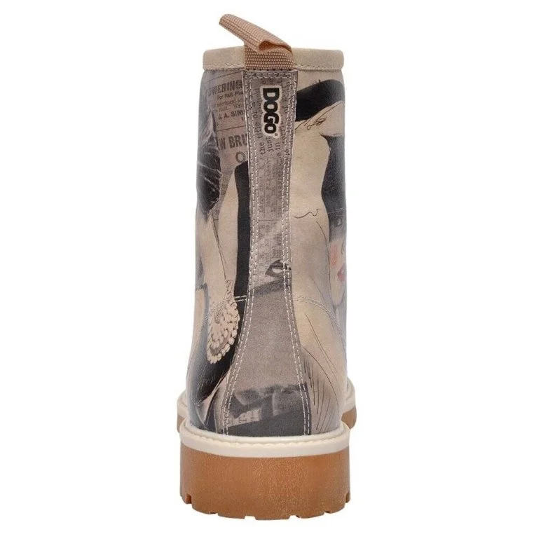 Femme Cuir Vegan Gris Bottes Longues - Go Back to Being Yourself Motif