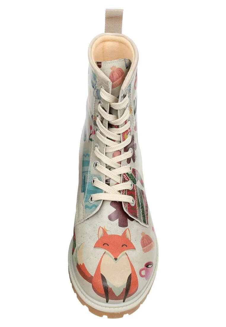 Femme Cuir Vegan Gris Bottes Longues - Bitter Sweet Winter Motif