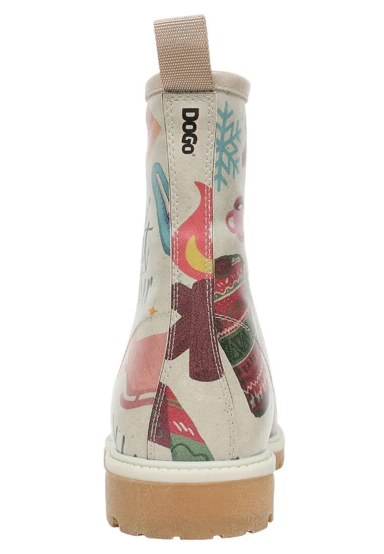 Femme Cuir Vegan Gris Bottes Longues - Bitter Sweet Winter Motif