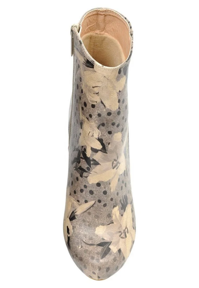 Femme Cuir Vegan Gris Bottillon - Black Dress Motif