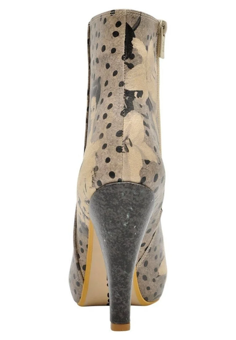 Femme Cuir Vegan Gris Bottillon - Black Dress Motif