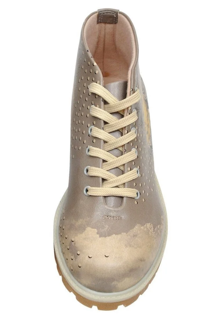 Femme Cuir Vegan Gris Bottines - Look Gorgeous Motif