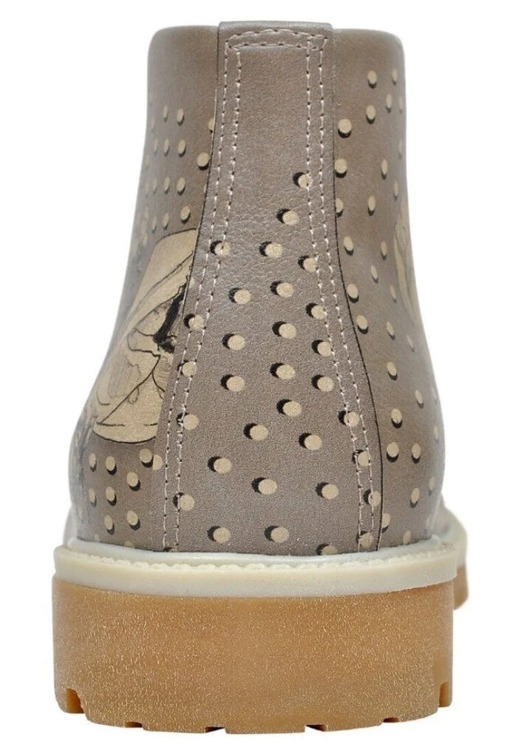 Femme Cuir Vegan Gris Bottines - Look Gorgeous Motif