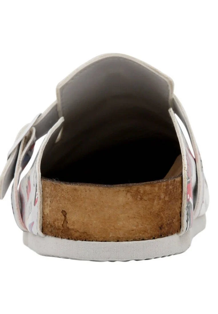 Femme Cuir Vegan Gris Chaussons - I Heart London Motif