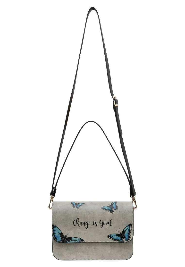 Femme Cuir Vegan Gris Sac à Main - Change is Good Motif