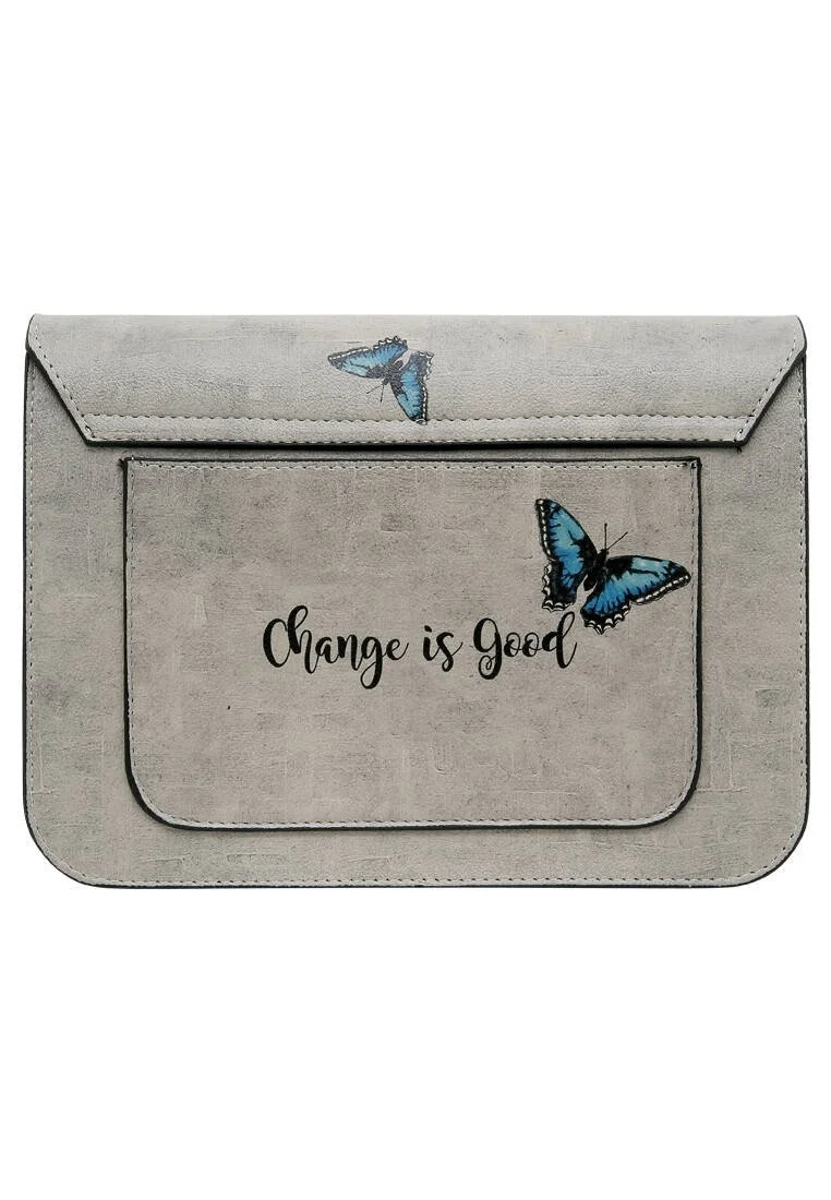 Femme Cuir Vegan Gris Sac à Main - Change is Good Motif