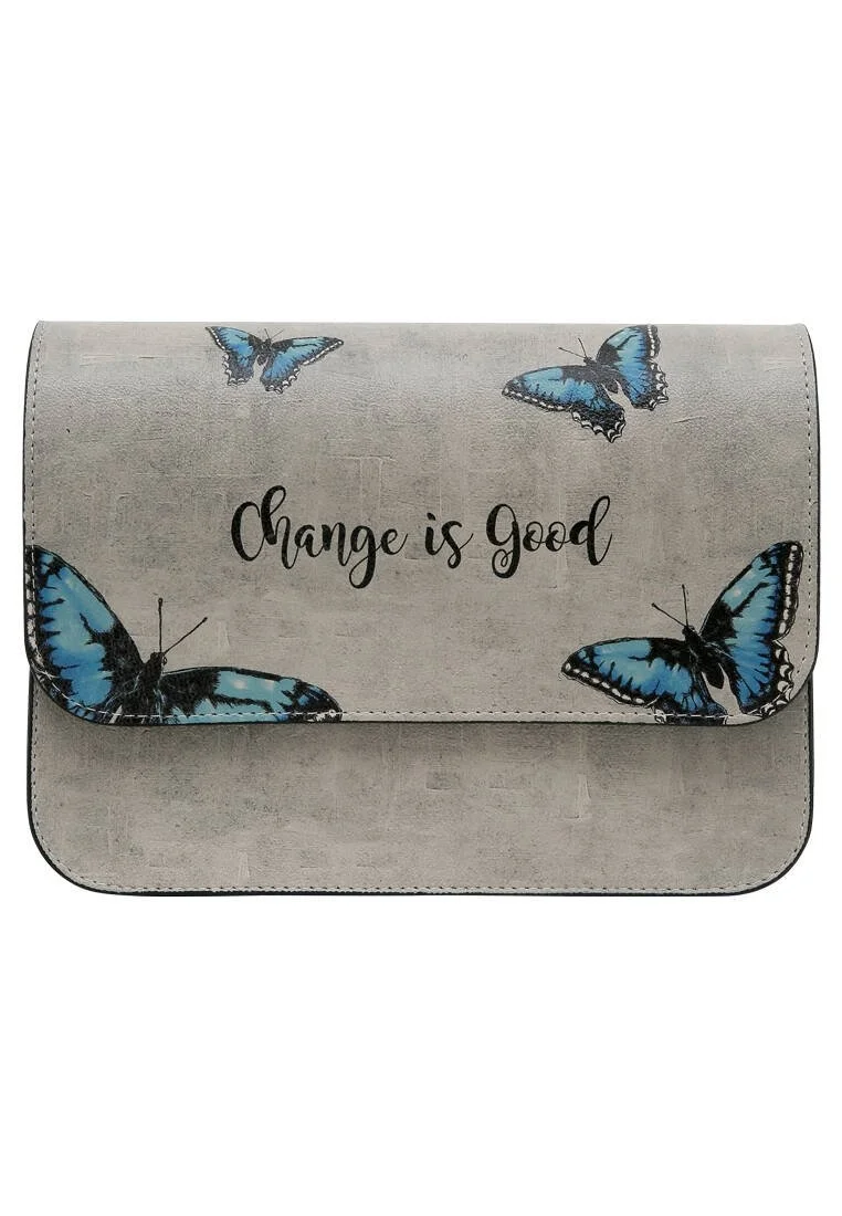 Femme Cuir Vegan Gris Sac à Main - Change is Good Motif
