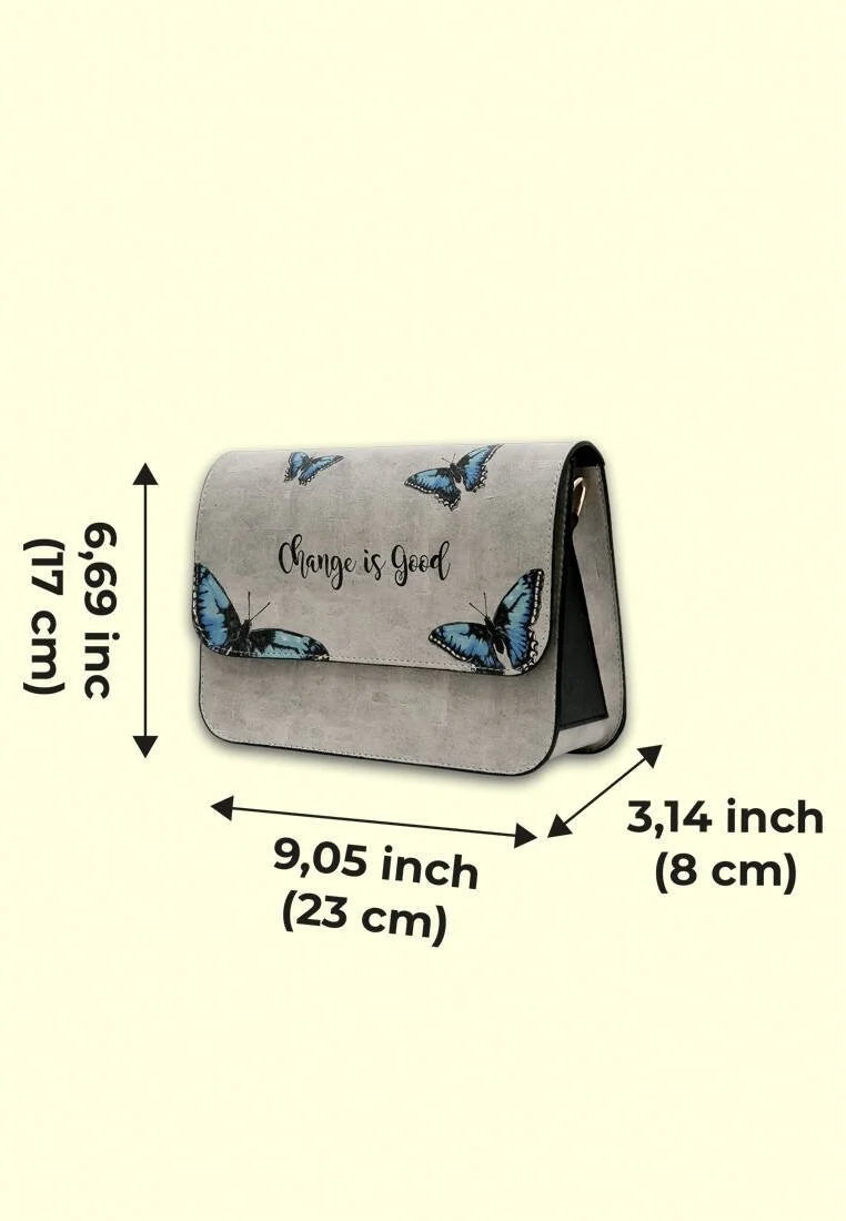 Femme Cuir Vegan Gris Sac à Main - Change is Good Motif