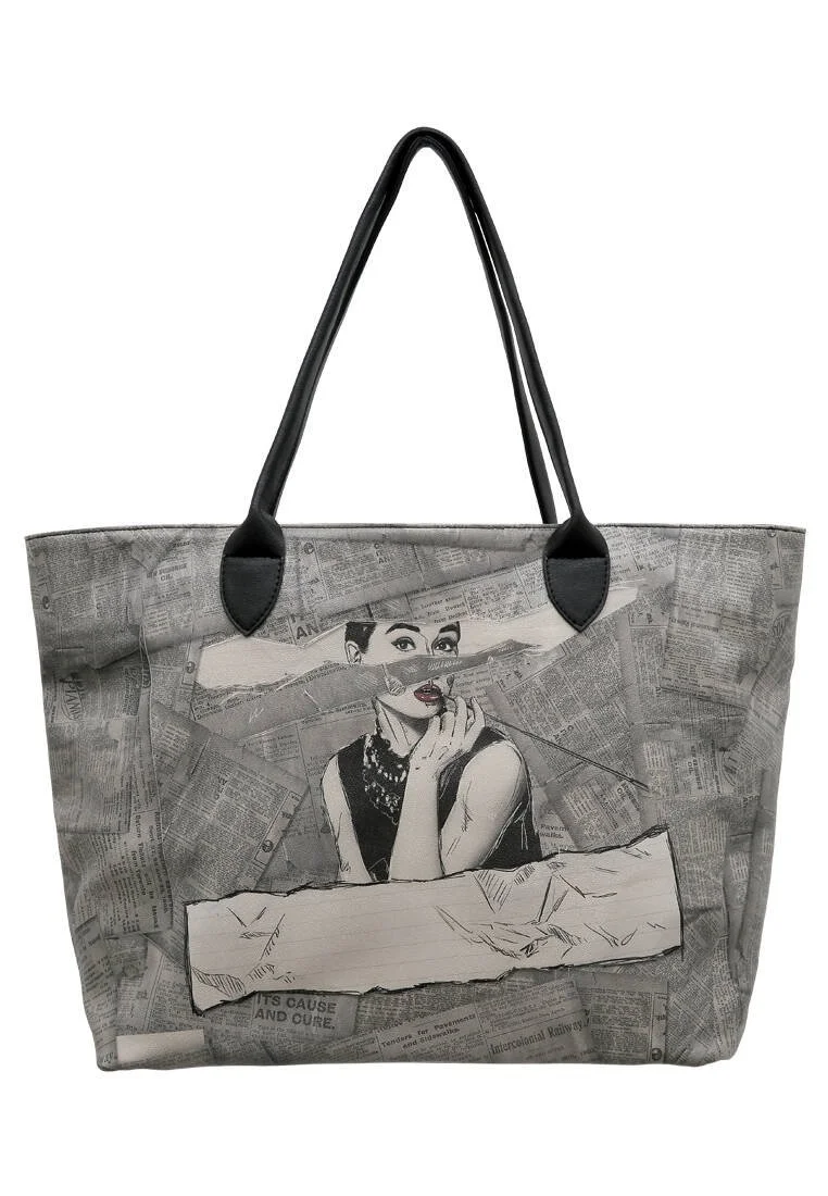 Femme Cuir Vegan Gris Sac d'épaule - Go Back to Being Yourself Motif