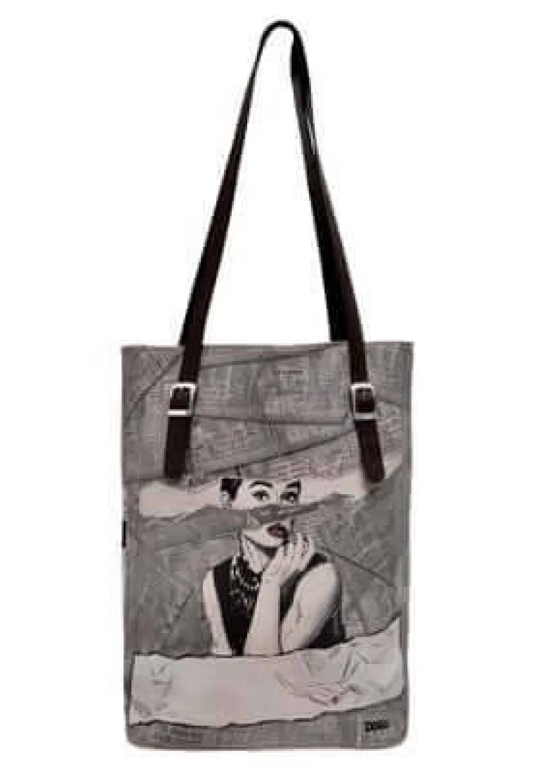 Femme Cuir Vegan Gris Sac d'épaule - Go Back to Being Yourself Motif