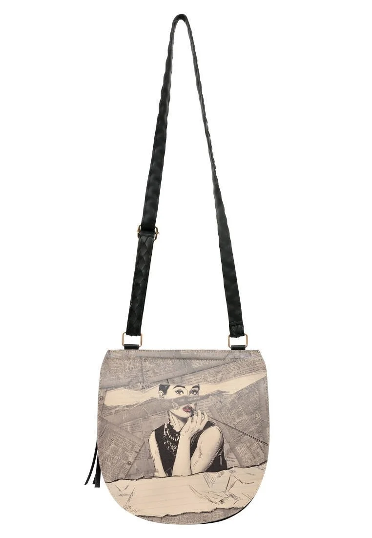 Femme Cuir Vegan Gris Sac d'épaule - Go Back to Being Yourself Motif