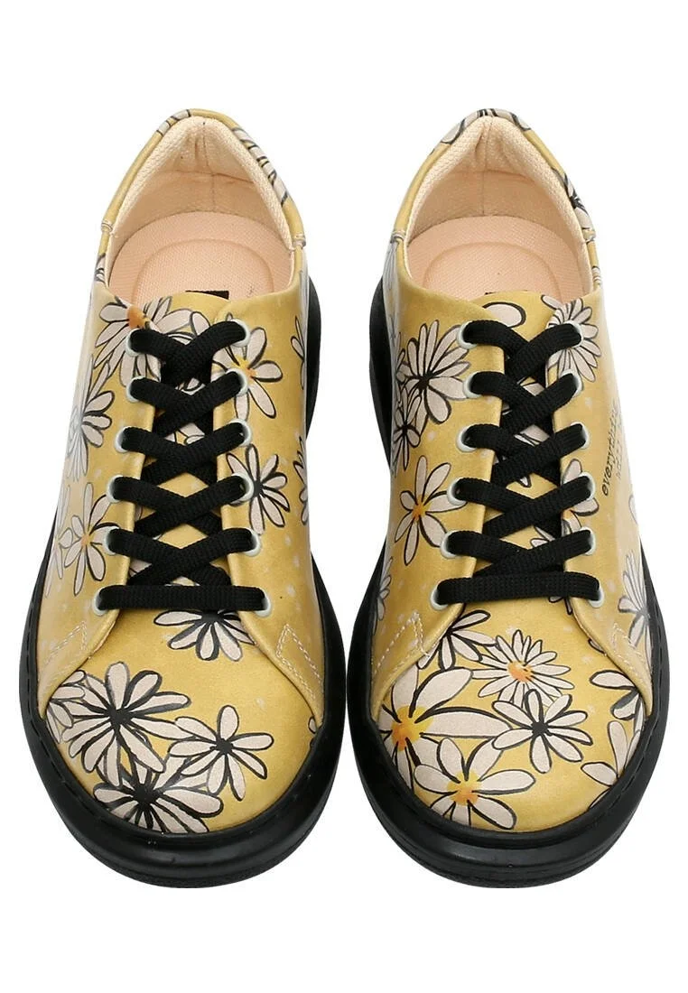 Femme Cuir Vegan Jaune Baskets - Everything will be Okay Motif