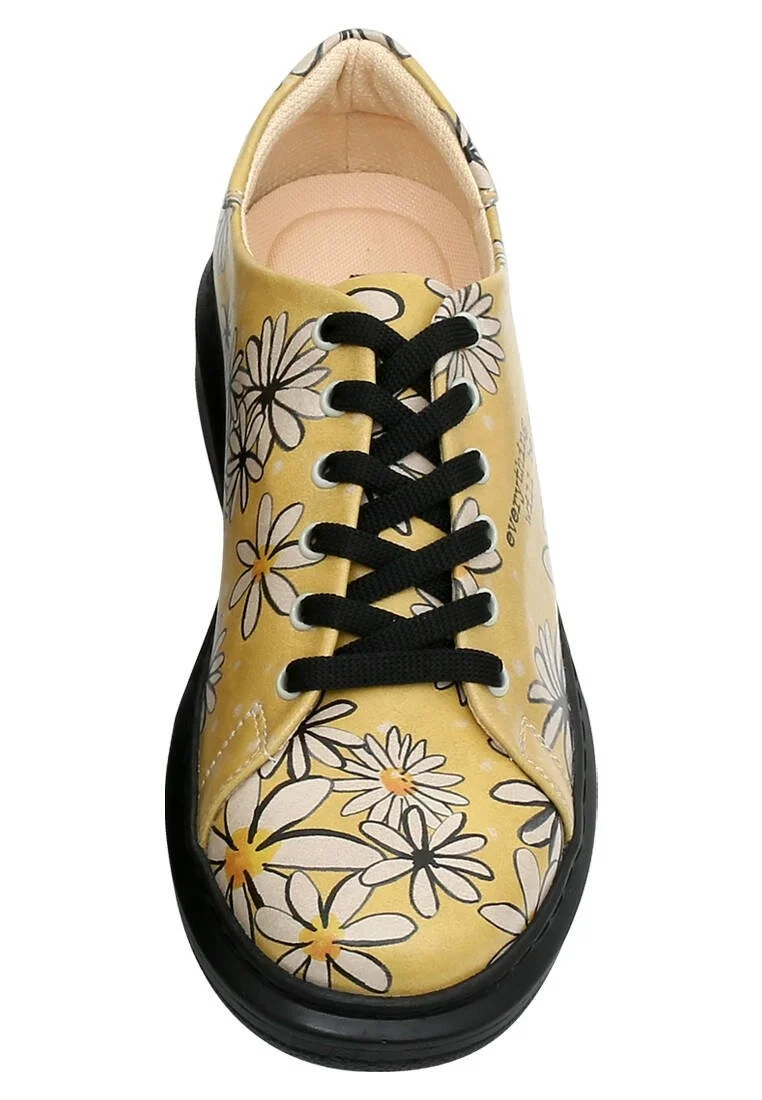 Femme Cuir Vegan Jaune Baskets - Everything will be Okay Motif