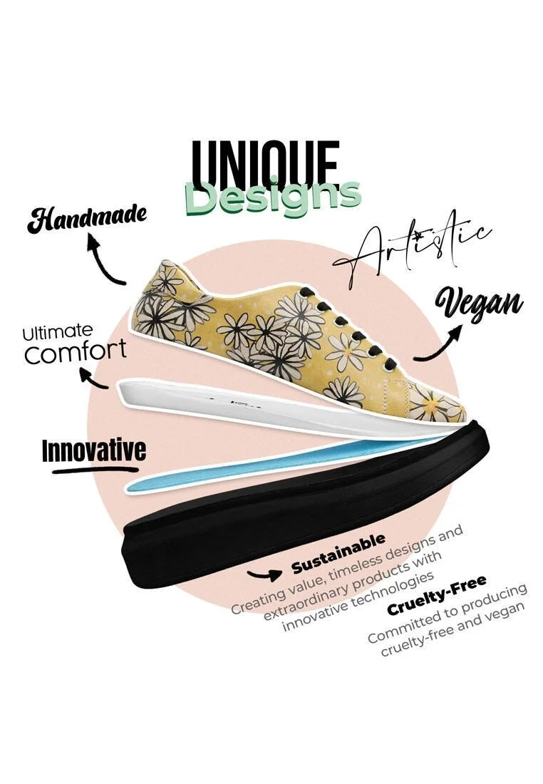 Femme Cuir Vegan Jaune Baskets - Everything will be Okay Motif