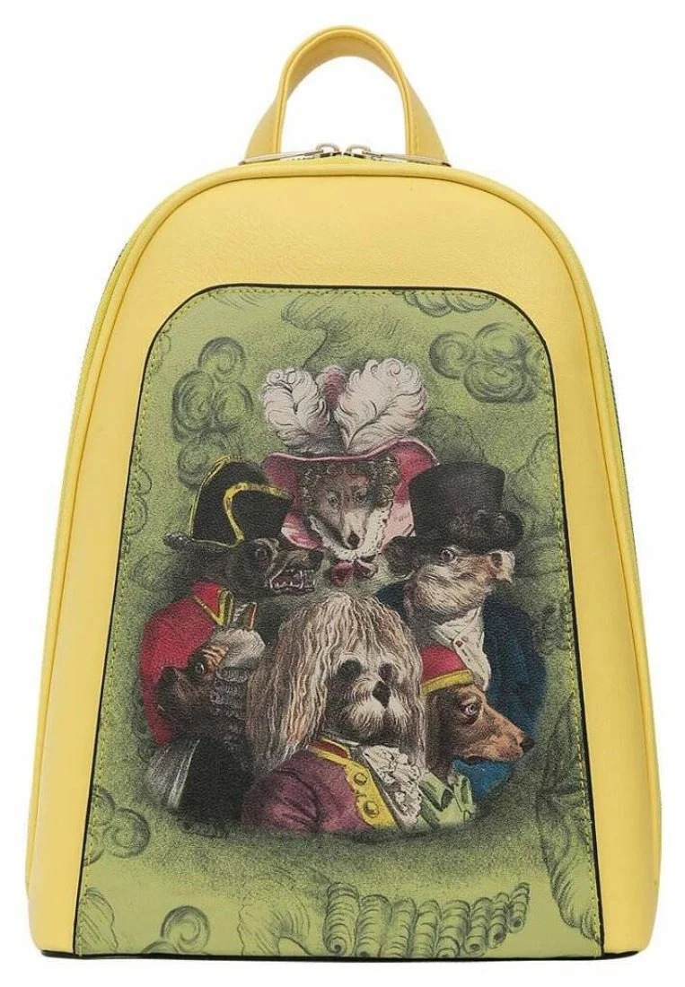 Femme Cuir Vegan Jaune Sac à dos - Royal Dogs Motif