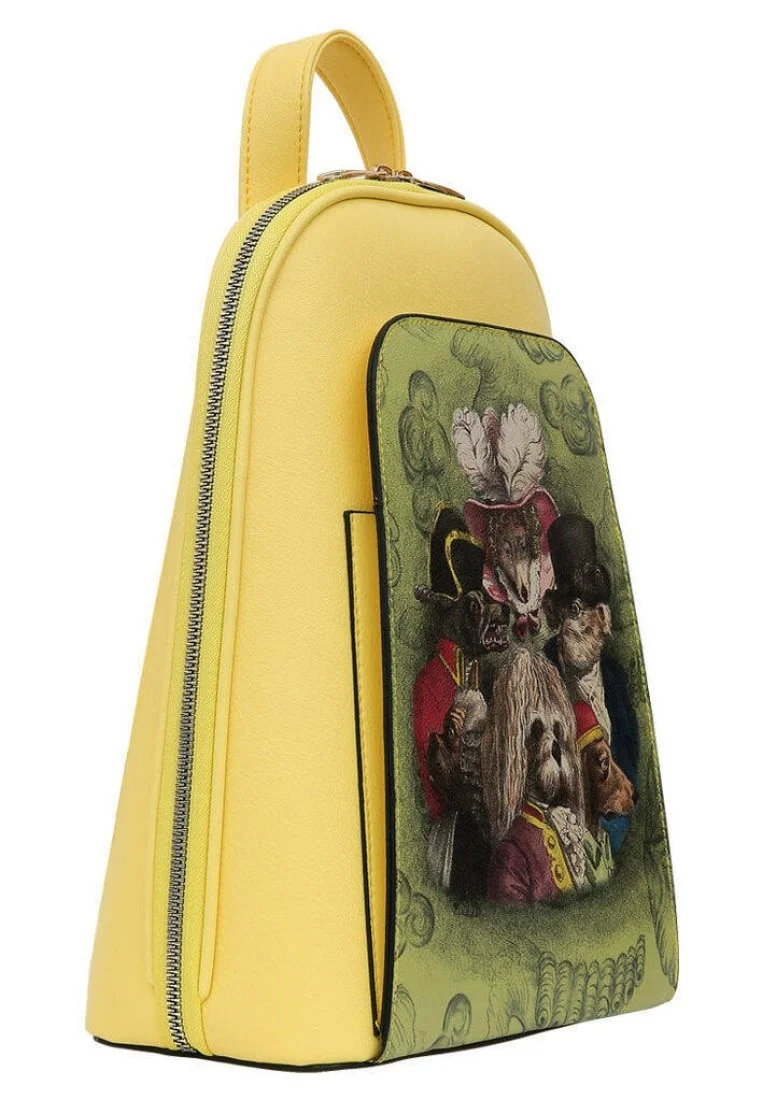 Femme Cuir Vegan Jaune Sac à dos - Royal Dogs Motif