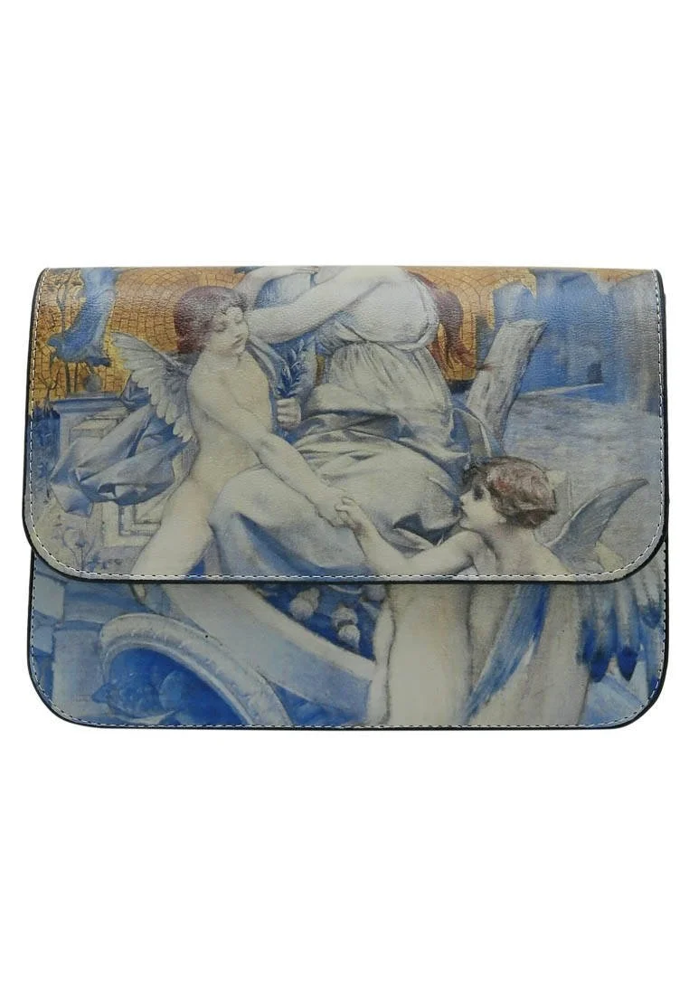 Femme Cuir Vegan Jaune Sac à Main - Amor Vincit Omnia Motif