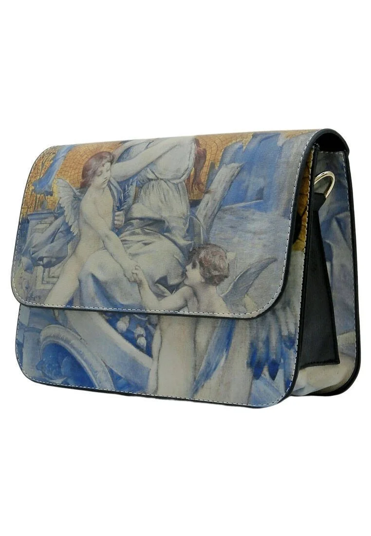 Femme Cuir Vegan Jaune Sac à Main - Amor Vincit Omnia Motif