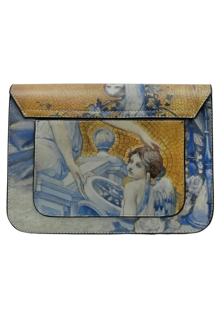 Femme Cuir Vegan Jaune Sac à Main - Amor Vincit Omnia Motif