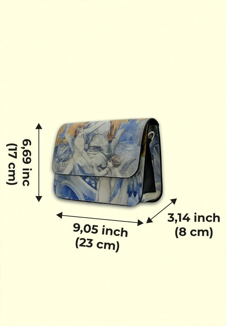 Femme Cuir Vegan Jaune Sac à Main - Amor Vincit Omnia Motif