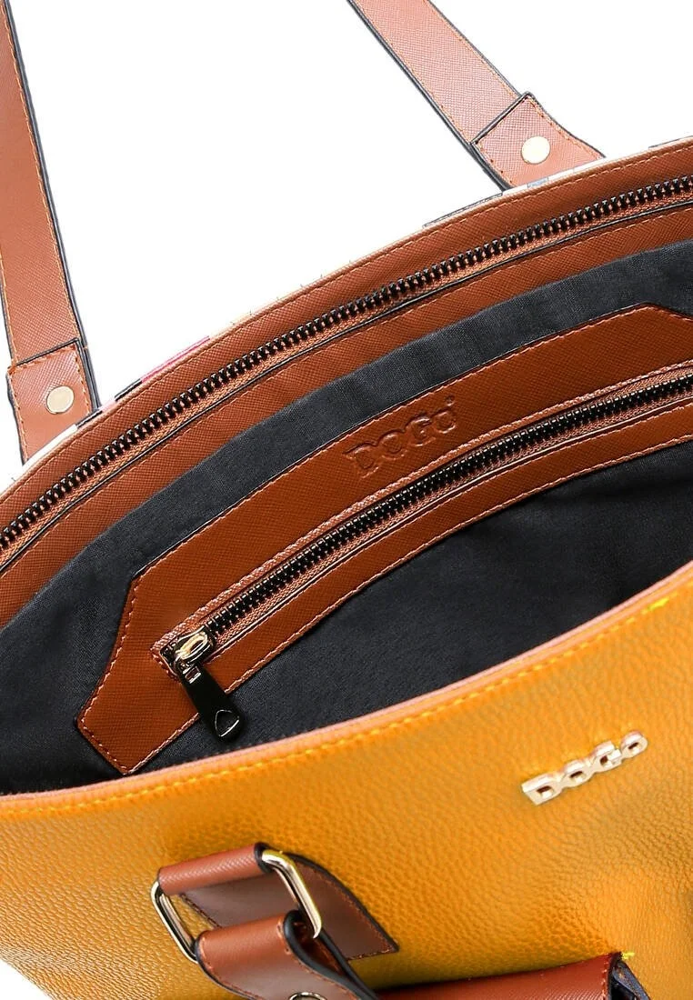 Femme Cuir Vegan Jaune Sac d'épaule - Best Buddies Motif