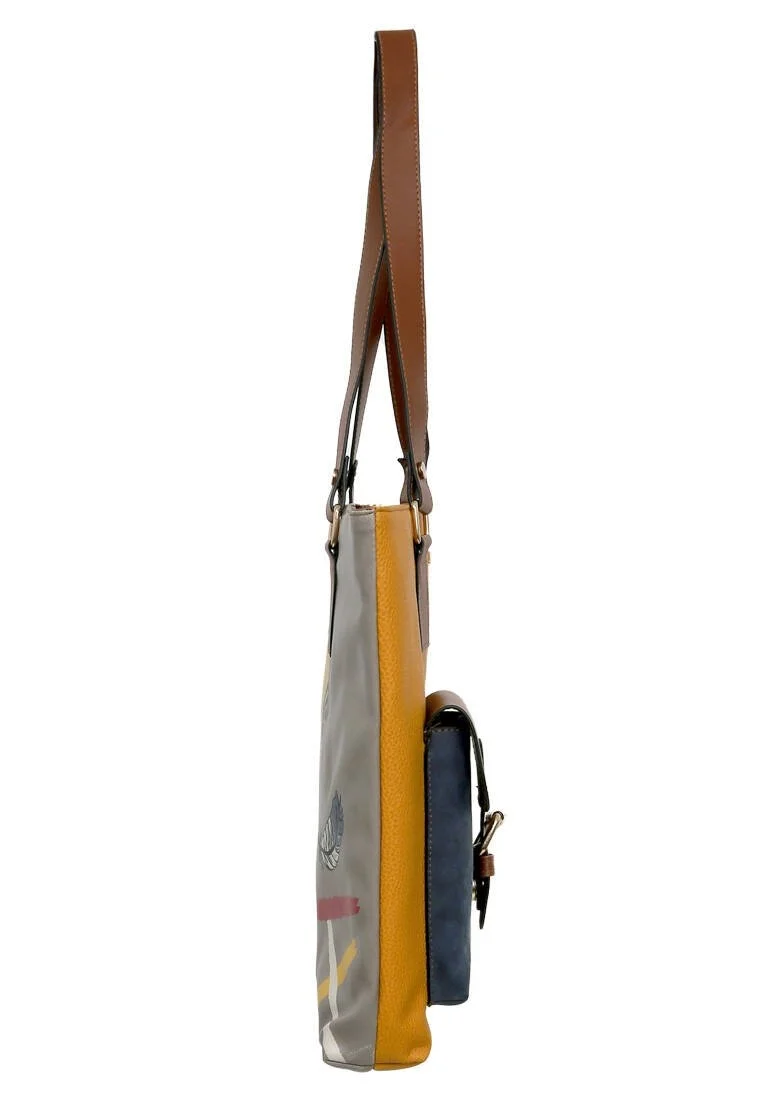 Femme Cuir Vegan Jaune Sac d'épaule - Fragile Motif