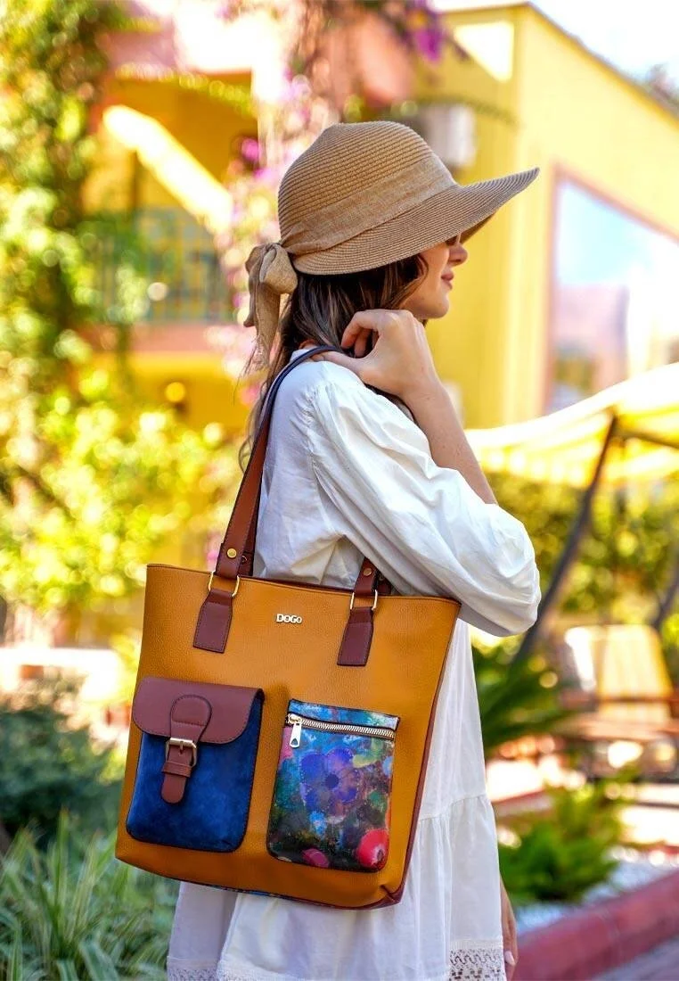 Femme Cuir Vegan Jaune Sac d'épaule - Full of Hope Motif