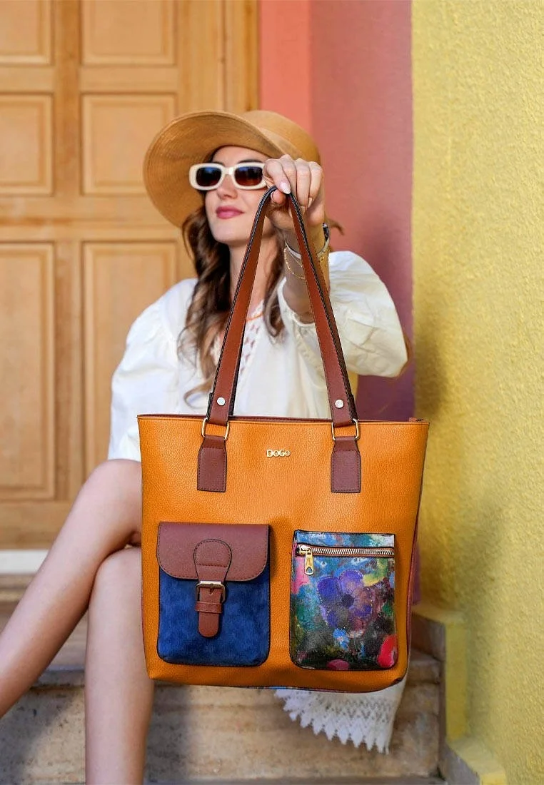 Femme Cuir Vegan Jaune Sac d'épaule - Full of Hope Motif