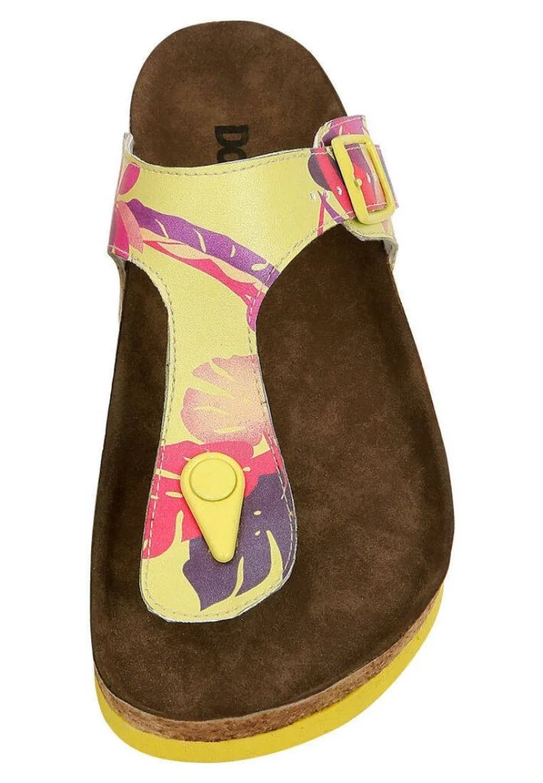 Femme Cuir Vegan Jaune Sandales - Planty Motif